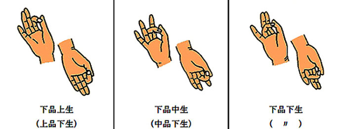 立像下品上生(上品下生)印九中手印有两种不同的叫法:阿弥陀佛九品